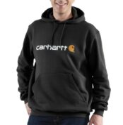 Black Carhartt  Midweight Signature Logo Hooded Sweatshirt
