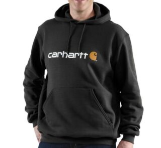 Black Carhartt  Midweight Signature Logo Hooded Sweatshirt